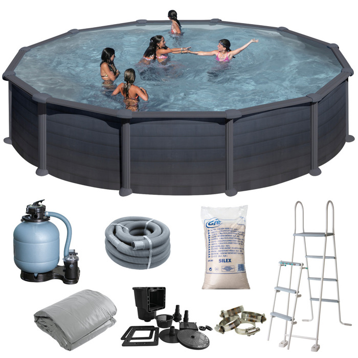 Gre poolpakke Ø550 cm 27798 liter grafit - Swim & Fun